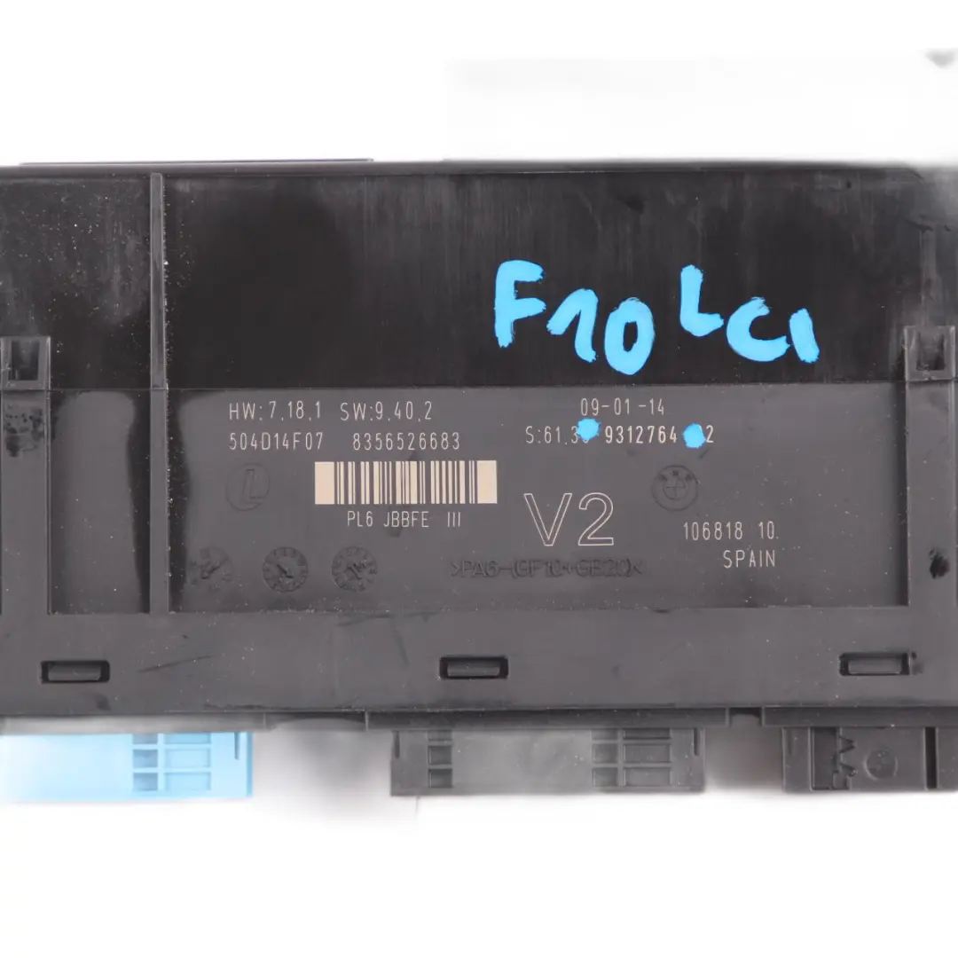 Módulo Control BMW F10 LCI ECU Caja Conexiones PL6 JBBFE III V2 para con número de pieza 9312764 Módulo Control BMW F10 LCI ECU Caja Conexiones PL6 JBBFE III V2 - SKU 9312764 - Número de pieza 9312764