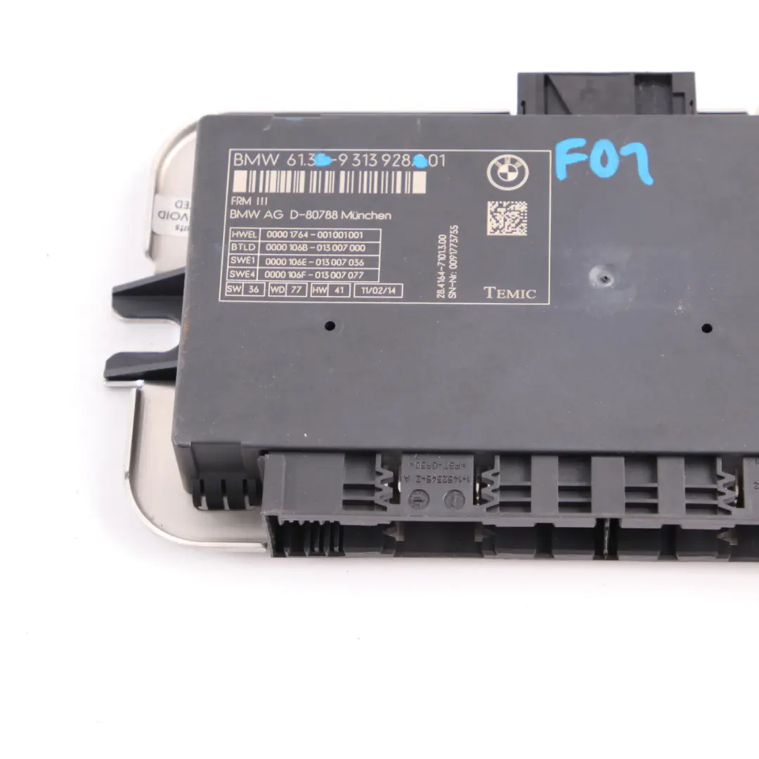 Light Module BMW F01 Control Footwell Lightning ECU Unit FRM3 to with Part number 9313928 Light Module BMW F01 Control Footwell Lightning ECU Unit FRM3 - SKU 9313928 - Part number 9313928