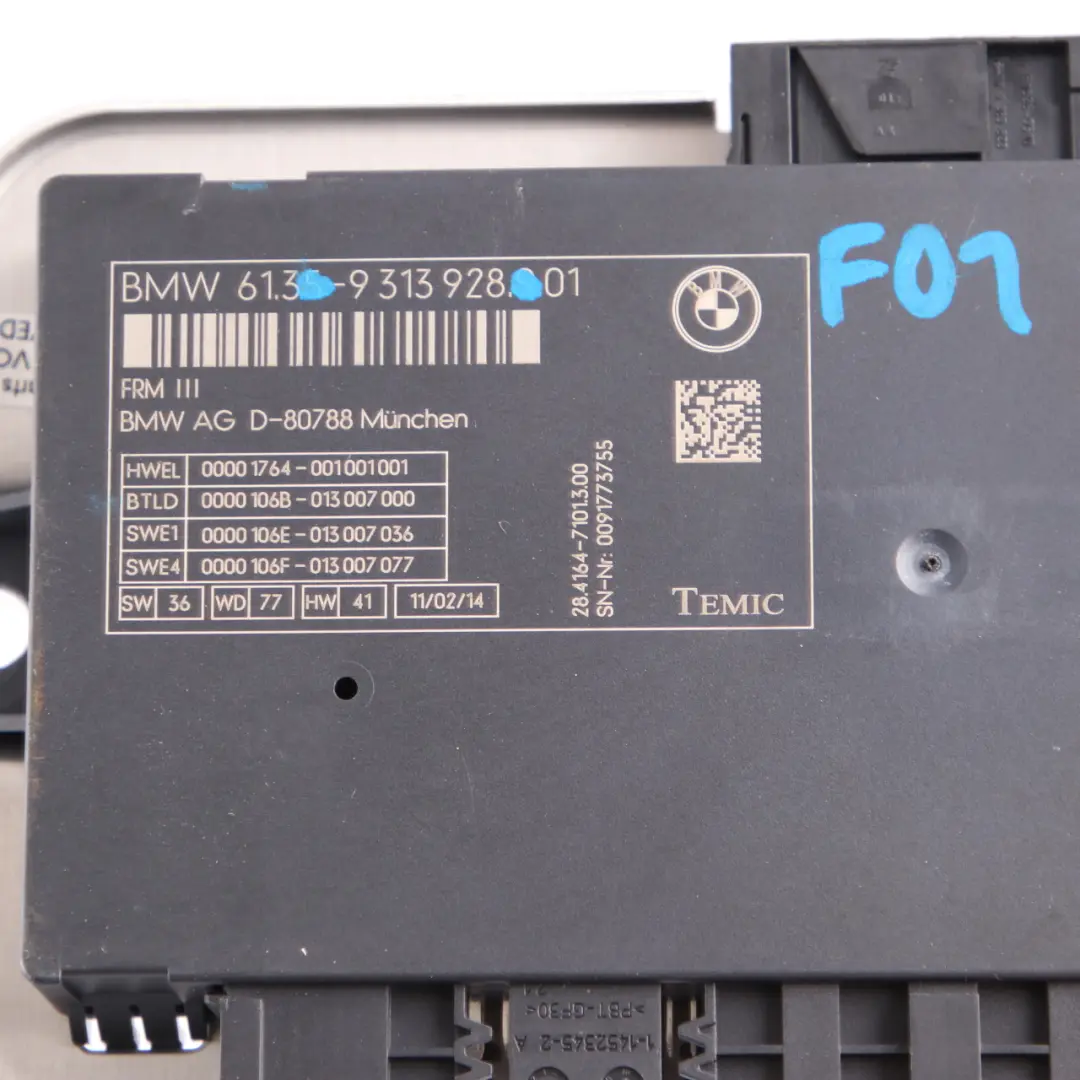 Light Module BMW F01 Control Footwell Lightning ECU Unit FRM3 to with Part number 9313928 Light Module BMW F01 Control Footwell Lightning ECU Unit FRM3 - SKU 9313928 - Part number 9313928