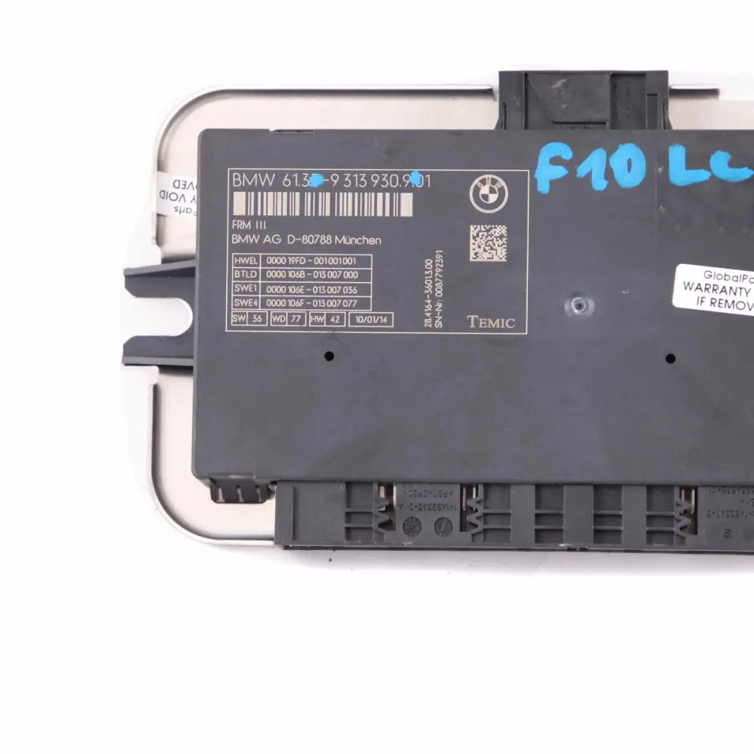  Light Module BMW F10 LCI Control Footwell Lightning ECU Unit FRM3 - SKU 9313930 - Part number 9313930