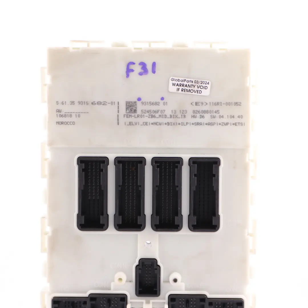  Module De Commande De Carrosserie BMW F20 F21 F30 F31 F32 FEM ECU LR01 - SKU 9315682 - Numéro de pièce 9315682
