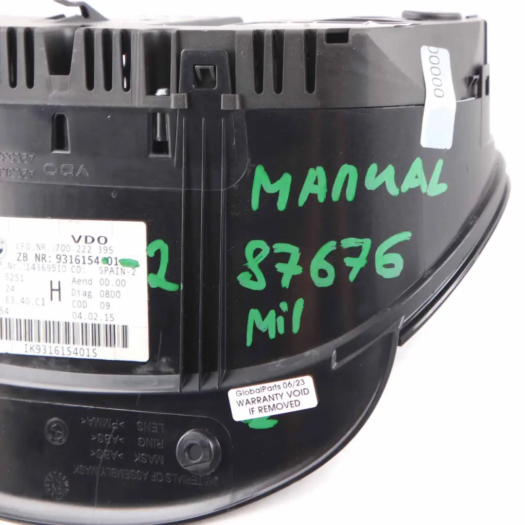 Instrument Cluster BMW E90 E91 E92 Diesel Speedo Clocks Meter Manual to with Part number 9316154 Instrument Cluster BMW E90 E91 E92 Diesel Speedo Clocks Meter Manual - SKU rhd-9316154-2 - Part number 9316154