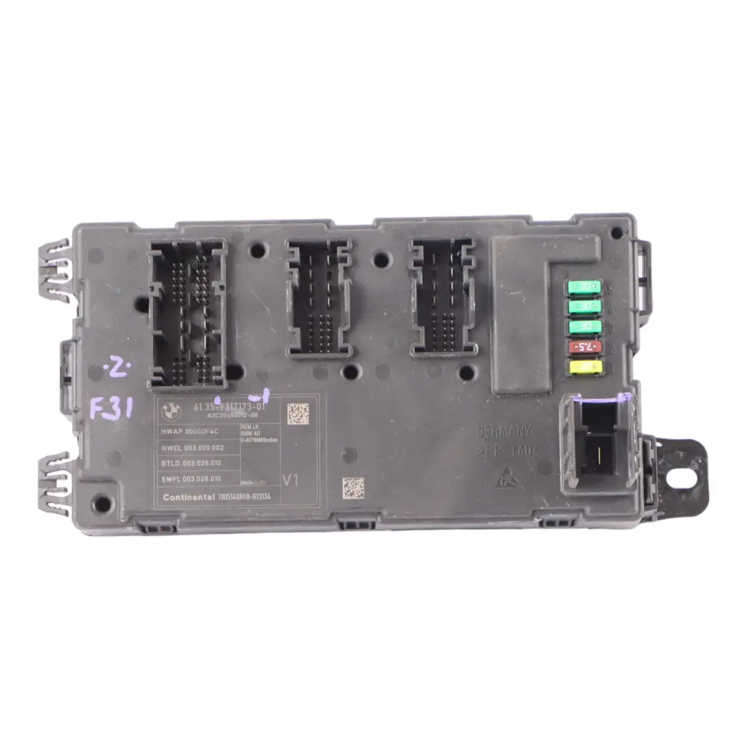 BMW F20 F21 F30 F31 REM Rear Electronic Module Fuse Box Control Unit V 1 - SKU 9317173-1 - Part number 9317173