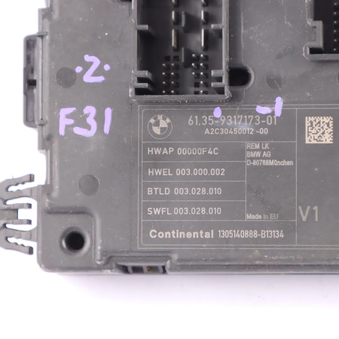 BMW F20 F21 F30 F31 REM Rear Electronic Module Fuse Box Control Unit V 1 - SKU 9317173-1 - Part number 9317173