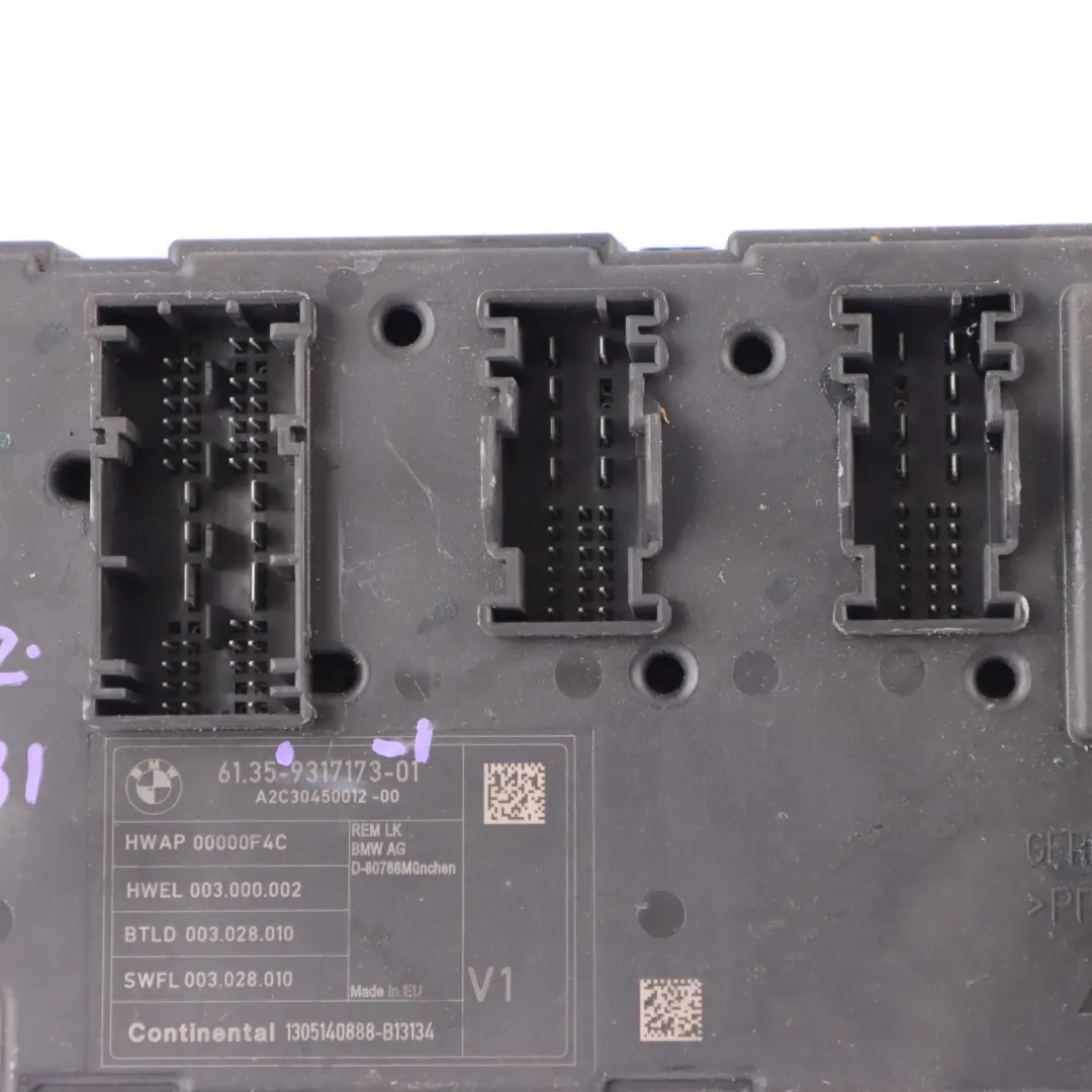 BMW F20 F21 F30 F31 REM Rear Electronic Module Fuse Box Control Unit V 1 - SKU 9317173-1 - Part number 9317173