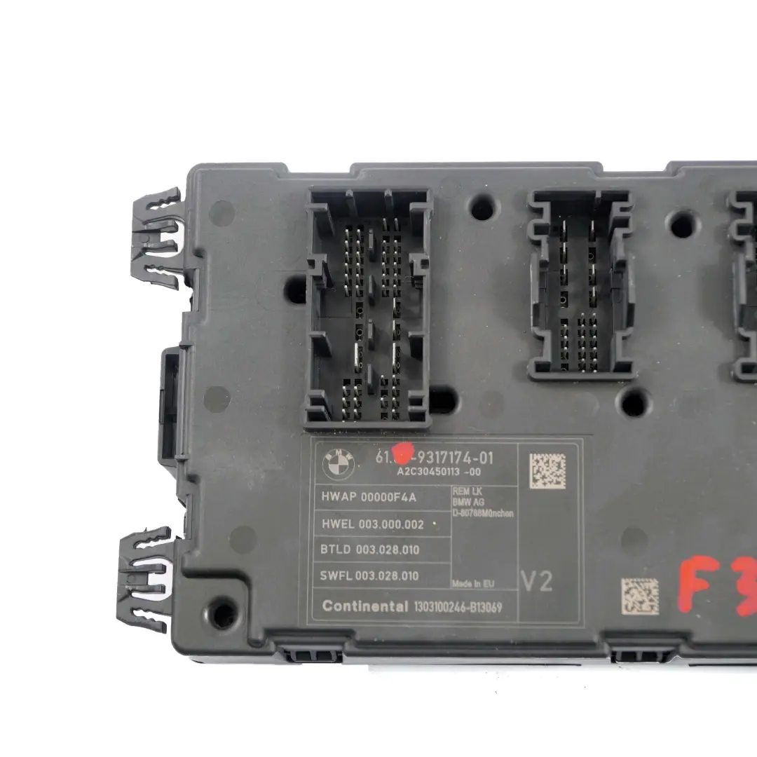 REM Modulo Electronico Trasero Caja Fusibles Unidad Control V2 para BMW F30 con número de pieza 9317174 BMW F30 REM Modulo Electronico Trasero Caja Fusibles Unidad Control V2 - SKU 9317174 - Número de pieza 9317174