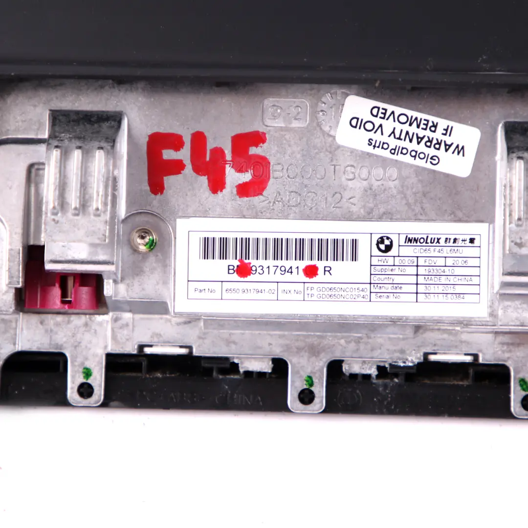Boardmonitor Central Information Display 6,5" Navigation BMW F45 F46 - SKU 9317941 - Part number 9317941