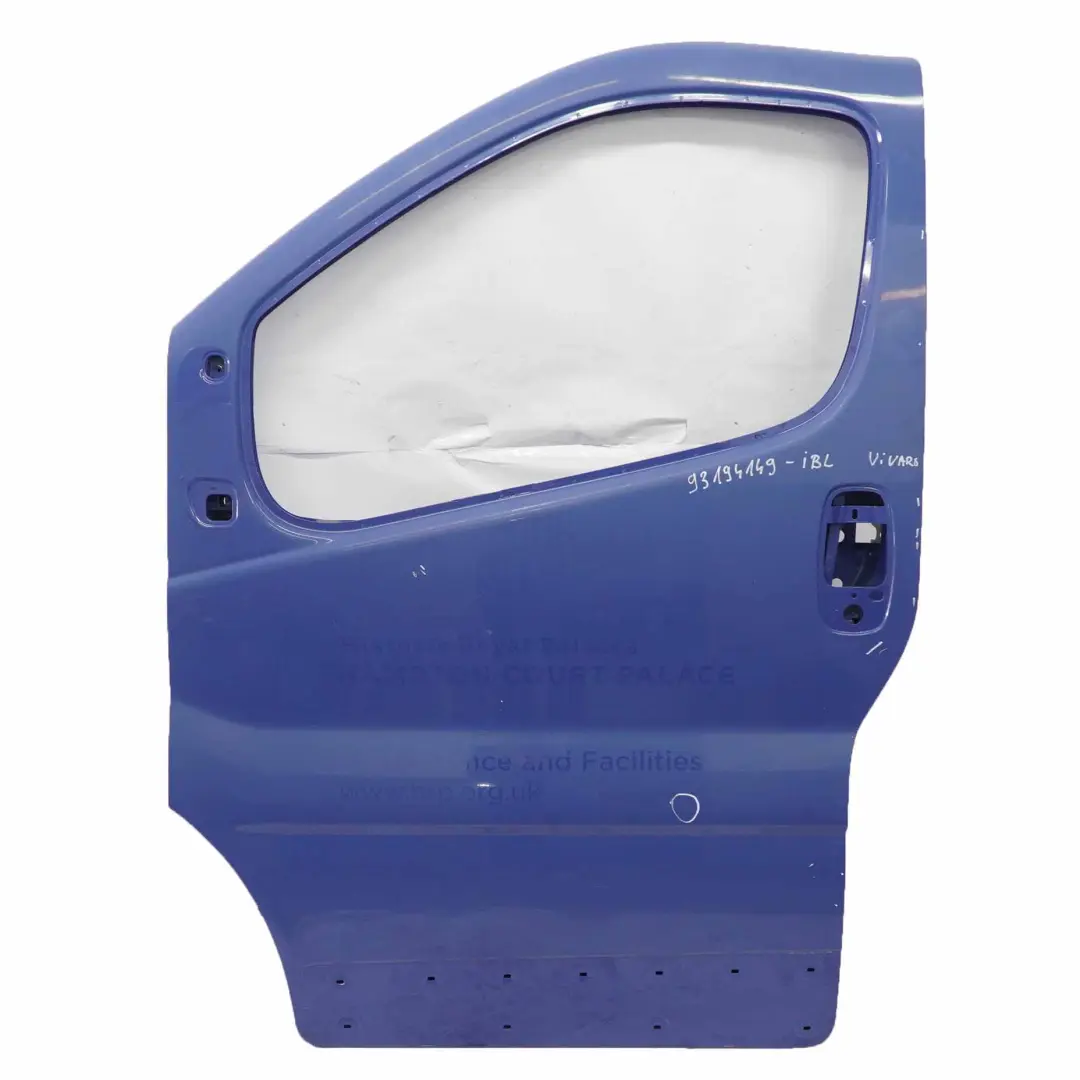 Door Front Left N/S Door Cover Shell Ink Blue - 2K to Opel Vauxhall Vivaro A with Part number 93194149 Opel Vauxhall Vivaro A Door Front Left N/S Door Cover Shell Ink Blue - 2K - SKU 93194149-IBL - Part number 93194149