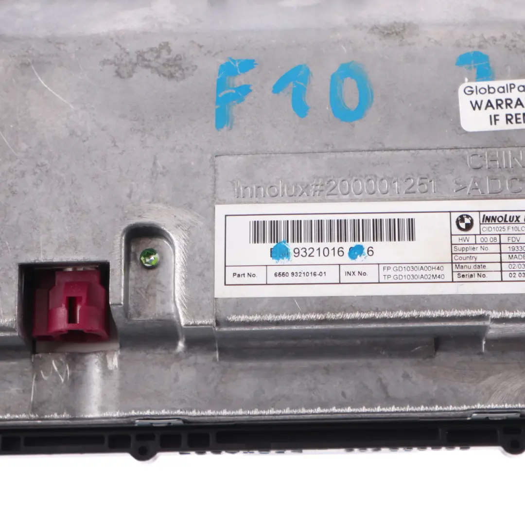 Bildschirm BMW F10 F11 LCI Zentrale Informationsanzeige 10,25" für mit Teilenummer 9321016 Bildschirm BMW F10 F11 LCI Zentrale Informationsanzeige 10,25" - SKU 9321016 - Teilenummer 9321016