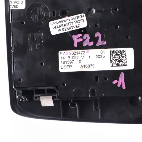 Roof Light BMW F20 F21 F30 Switch Control Unit Headliner Module Black  - SKU 9321472-1 - Part number 9321472