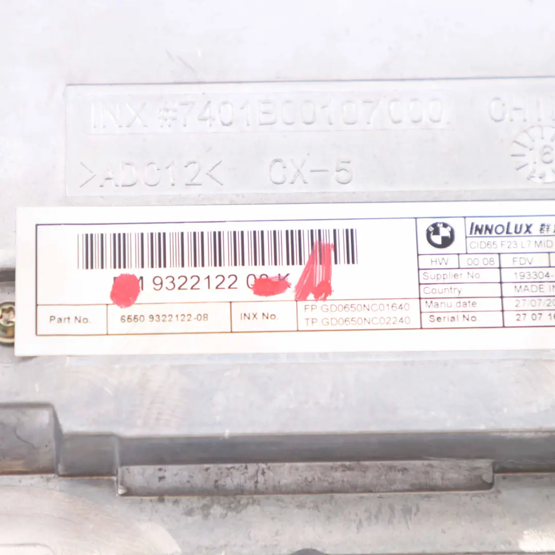  Display Screen BMW F20 F21 F22 Central Information Sat Nav Monitor 6,5" - SKU 9322122-1 - Part number 9322122