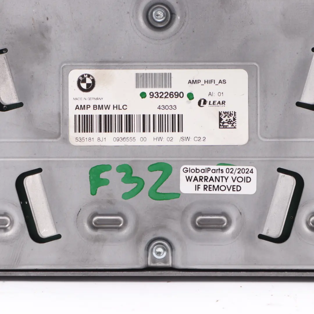 BMW F32 F82 M4 Hifi Audio Sound System Speaker AMP Amplifier Module - SKU 9322690 - Part number 9322690