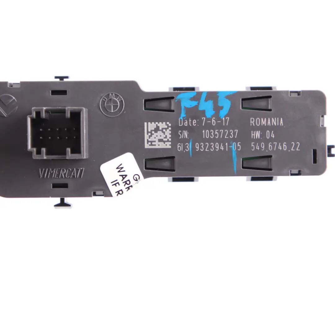 BMW F45 F46 Consola Central Interruptor Control Operativa Botón Salpicadero - SKU 9323941 - Número de pieza 9323941