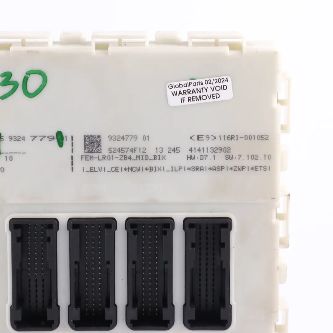 Module Control Unit FEM LR-01 to BMW F20 F21 F22 F30 F31 F32 F36 with Part number 9324779 BMW F20 F21 F22 F30 F31 F32 F36 Module Control Unit FEM LR-01 - SKU 9324779 - Part number 9324779