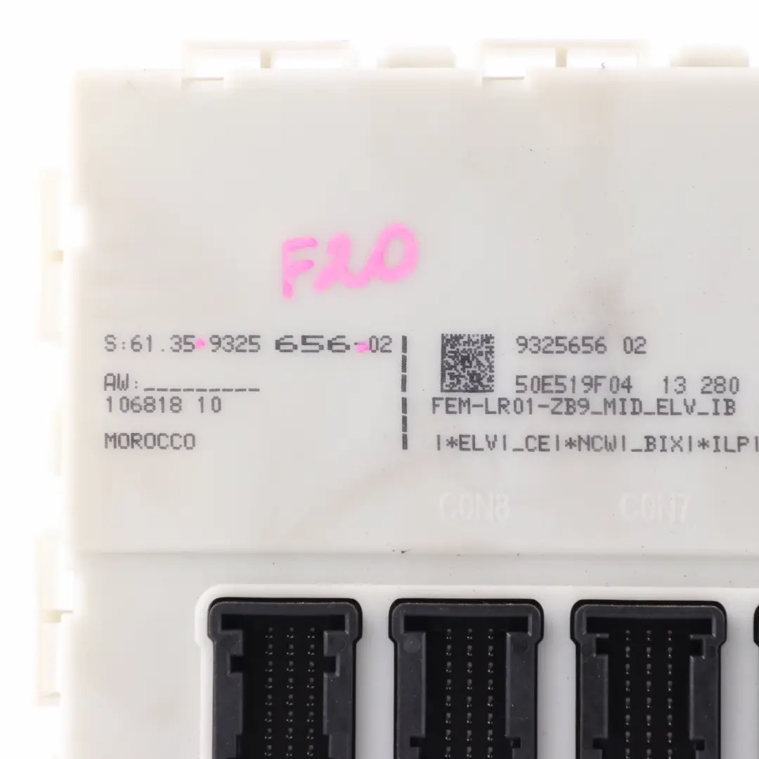 Body Control Module Unit FEM ECU LR01 to BMW F20 F21 F22 F30 F31 F32 with Part number 9325656 BMW F20 F21 F22 F30 F31 F32 Body Control Module Unit FEM ECU LR01 - SKU 9325656-1 - Part number 9325656