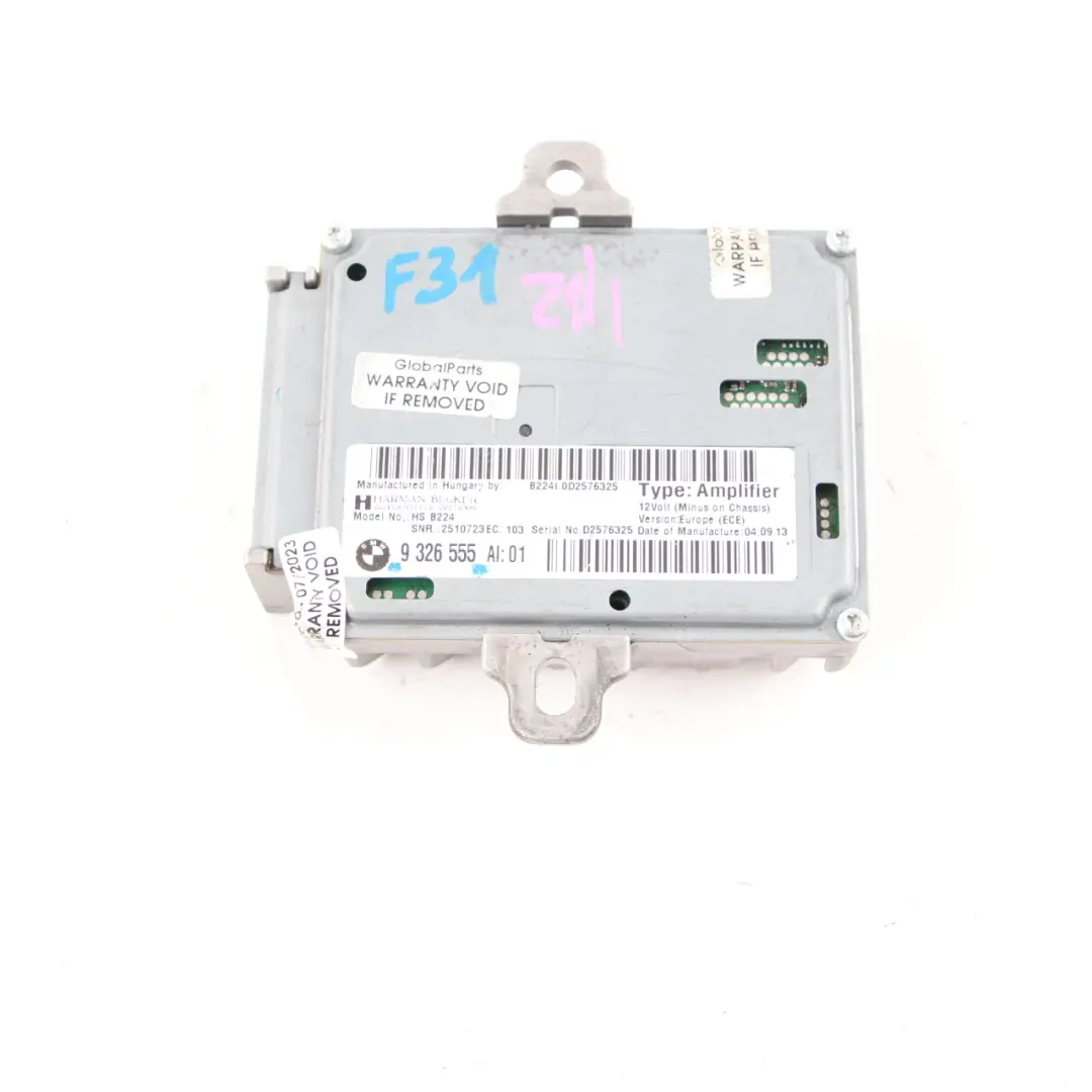 Audio Amplifier BMW F20 F21 F22 Harman/Kardon Active Sound Design System to with Part number 9326555 Audio Amplifier BMW F20 F21 F22 Harman/Kardon Active Sound Design System - SKU 9326555 - Part number 9326555