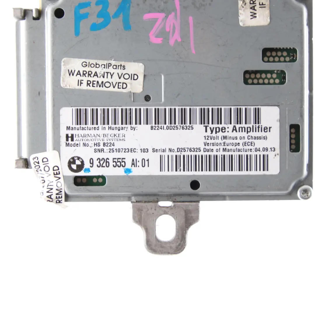 Amplificador audio BMW F20 F21 F22 Harman/Kardon Sistema diseño sonido  - SKU 9326555 - Número de pieza 9326555