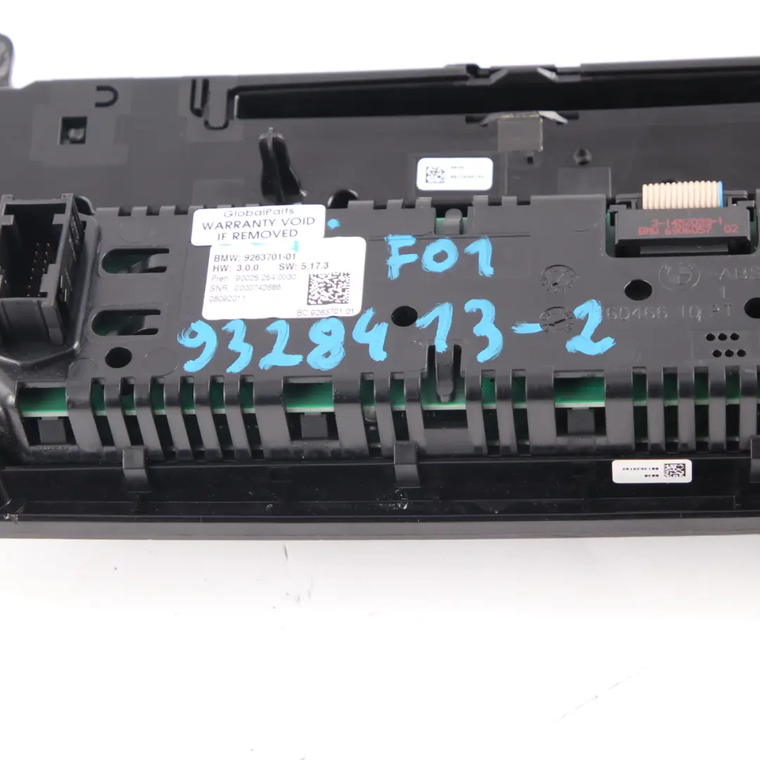 BMW F01 F02 Radio Air Conditioning A/C Switch Control Unit Panel 9331872 - SKU 9328413-2 - Part number 9328413