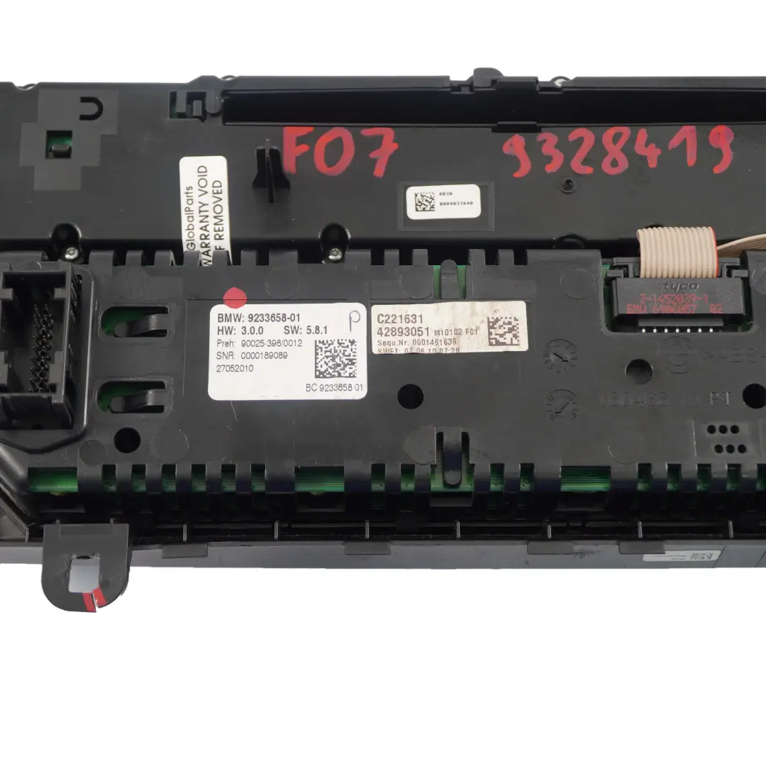 BMW F07 GT Commande Climatisation Garniture Commutateur Climatisation Radio - SKU 9328419 - Numéro de pièce 9328419