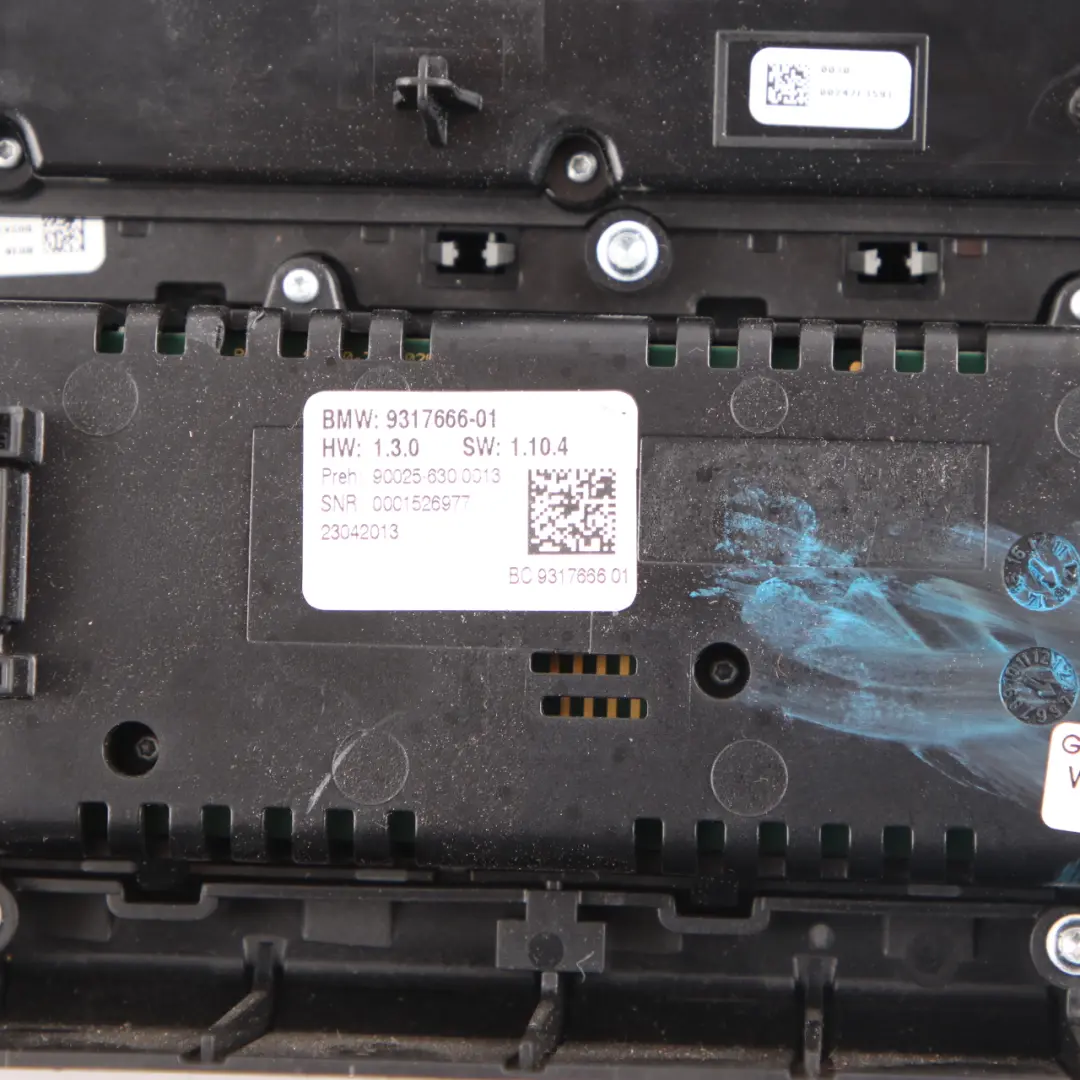 BMW F10 F11 Radio Air Conditioning A/C Control Switch Unit Panel Black 9317666 - SKU 9328424-5 - Part number 9328424