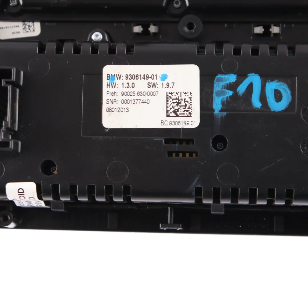 BMW 5 F10 F11 Radio Air Conditioning A/C Control Switch Unit Panel Black 9306149 - SKU 9328424 - Part number 9328424