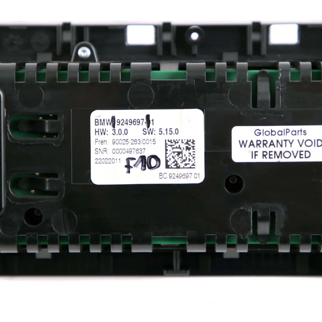 Conditioning A/C Control Switch Panel 9249697 to BMW 5 F10 F11 Automatic Air with Part number 9328425 BMW 5 F10 F11 Automatic Air Conditioning A/C Control Switch Panel 9249697 - SKU 9328425 - Part number 9328425