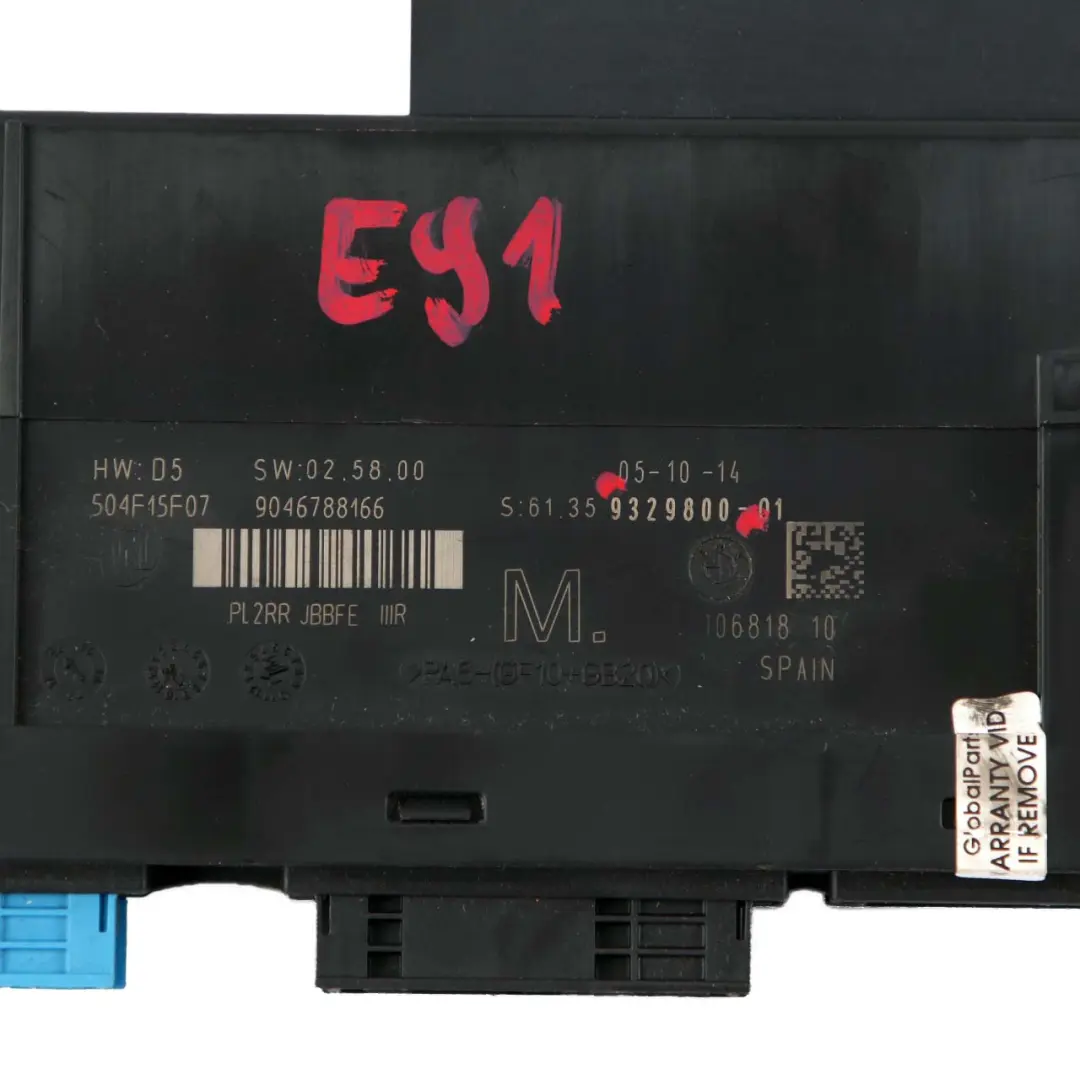 ECU Body Control Module M Junction Box PL2RR JBBFE IIIR to BMW 3 E91 with Part number 9329800 BMW 3 E91 ECU Body Control Module M Junction Box PL2RR JBBFE IIIR - SKU 9329800 - Part number 9329800