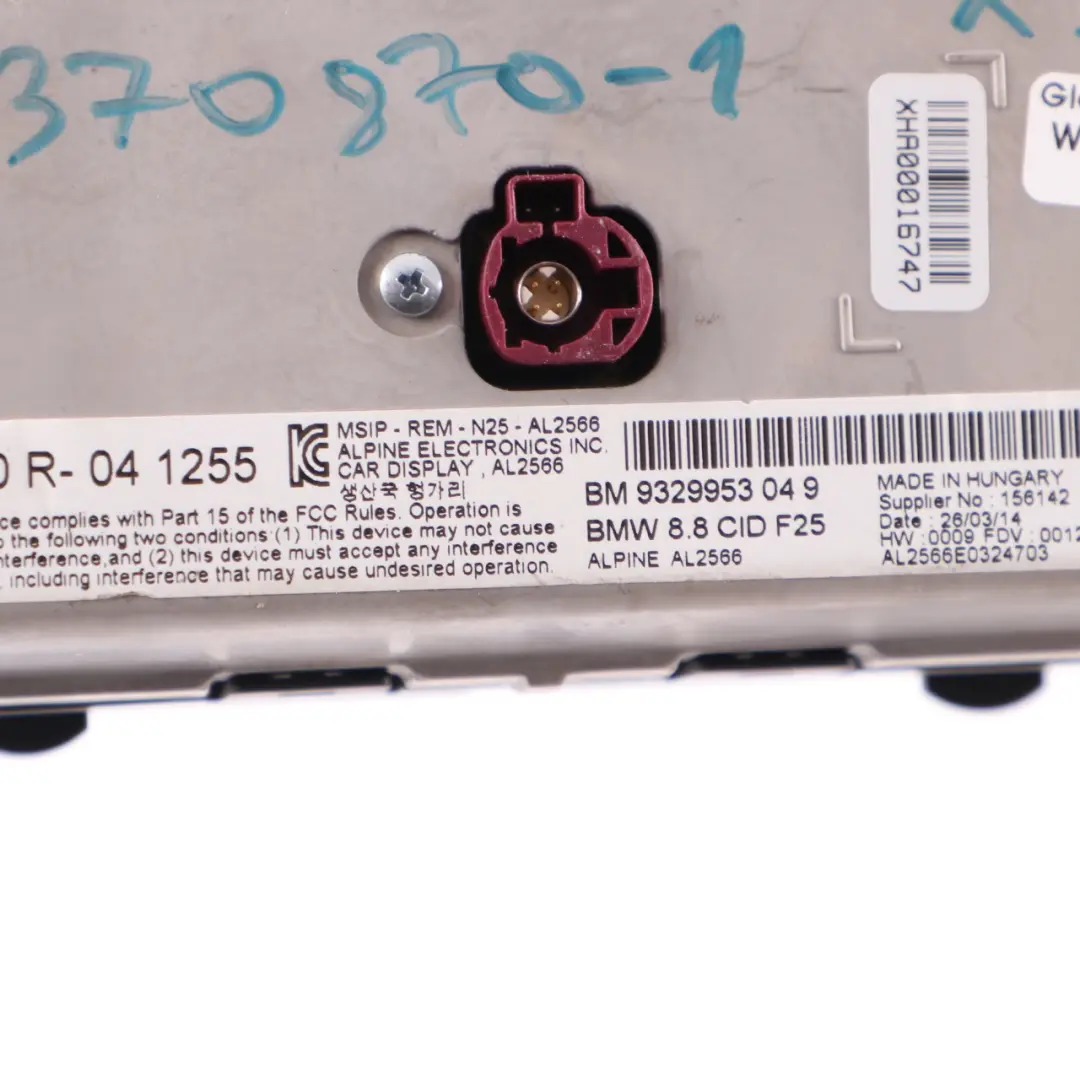 Dashboard Monitor BMW X3 F25 X4 F26 Onboard Central Display Screen 8,8" to with Part number 9329953 Dashboard Monitor BMW X3 F25 X4 F26 Onboard Central Display Screen 8,8" - SKU 9329953 - Part number 9329953