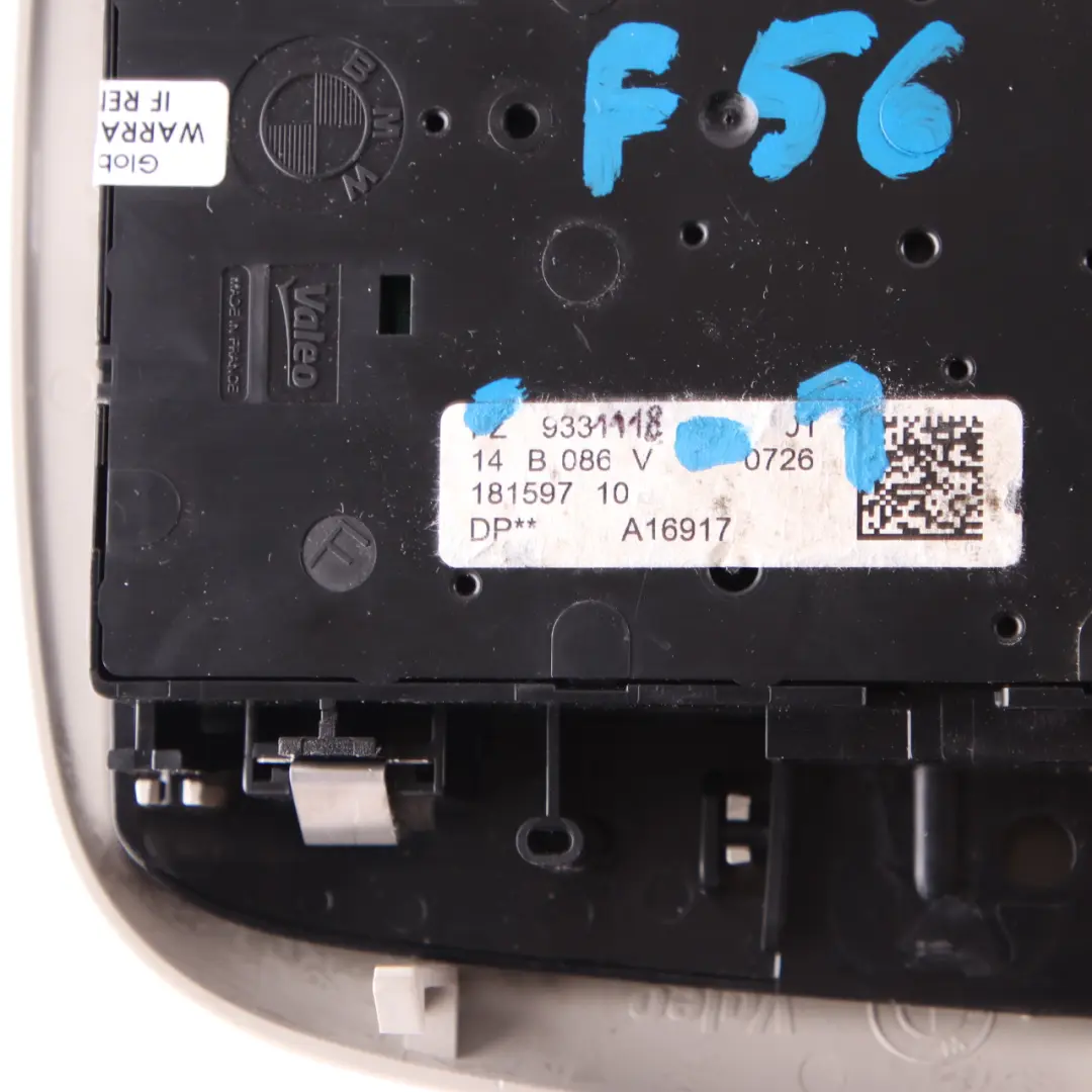 Switch Unit Roof Control Headliner Module to Mini One Cooper F55 F56 F60 with Part number 9331118 Mini One Cooper F55 F56 F60 Switch Unit Roof Control Headliner Module - SKU 9331118-1 - Part number 9331118