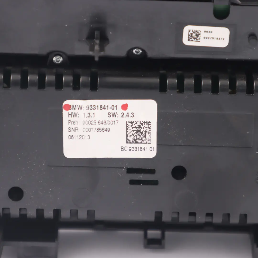 Air Conditioning Panel BMW F06 F12 F13 Climate Control Radio A/C Switch - SKU 9331841 - Part number 9331841