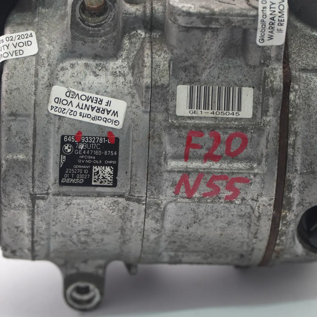 N55 S55 Air Conditioning Compressor Air Con A/C to BMW F20 F21 F80 F82 with Part number 9332781 BMW F20 F21 F80 F82 N55 S55 Air Conditioning Compressor Air Con A/C - SKU 9332781 - Part number 9332781