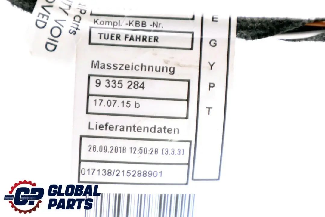 Front Door Wiring Loom Harness Cable Driver Side to BMW F20 with Part number 9335291 BMW F20 Front Door Wiring Loom Harness Cable Driver Side - SKU 9335291 - Part number 9335291