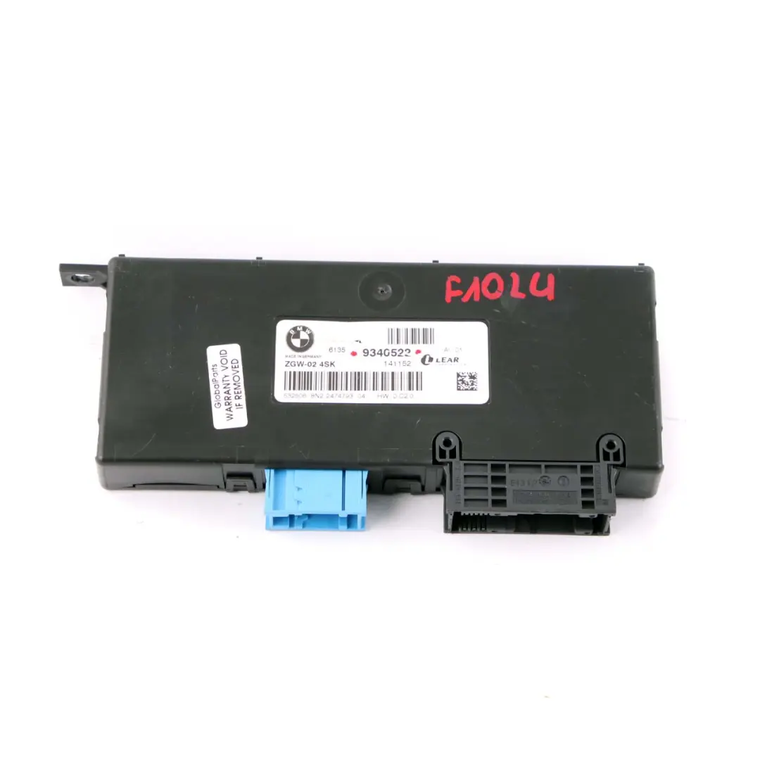 Central Gateway Module ECU Control Unit LEAR ZGW-02 4SK to BMW 5 F10 LCI with Part number 9340522 BMW 5 F10 LCI Central Gateway Module ECU Control Unit LEAR ZGW-02 4SK - SKU 9340522 - Part number 9340522