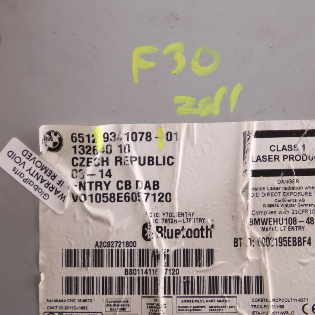 Unité Tête BMW F20 F21 F30 Module Contrôle Lecteur CD Radio pour à propos du numéro de pièce 9341078 Unité Tête BMW F20 F21 F30 Module Contrôle Lecteur CD Radio - SKU 9341078 - Numéro de pièce 9341078