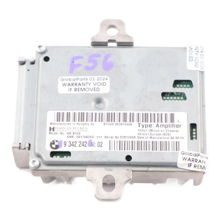 Sound Design Radio Audio Amplifer Control Module to Mini F54 F55 F56 Active with Part number 9342242 Mini F54 F55 F56 Active Sound Design Radio Audio Amplifer Control Module - SKU 9342242 - Part number 9342242