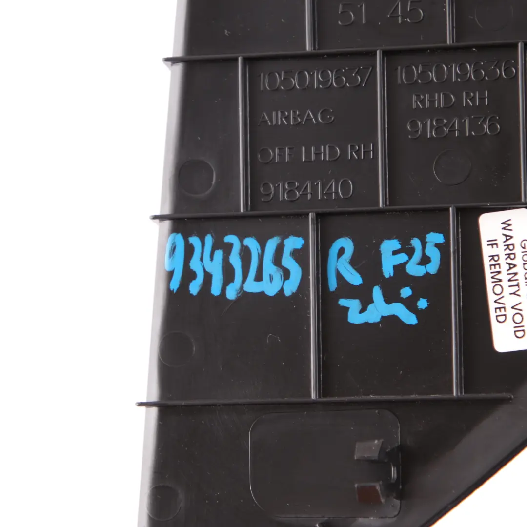 Dashboard Trim BMW X3 F25 Dash Cover Panel Right O/S Black to with Part number 9343265 Dashboard Trim BMW X3 F25 Dash Cover Panel Right O/S Black - SKU 9343265 - Part number 9343265