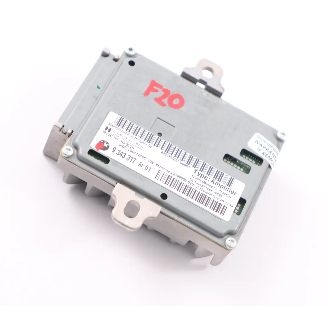 Audio Amplifier BMW F20 F21 F22 Harman/Kardon Active Sound Design System to with Part number 9343317 Audio Amplifier BMW F20 F21 F22 Harman/Kardon Active Sound Design System - SKU 9343317 - Part number 9343317