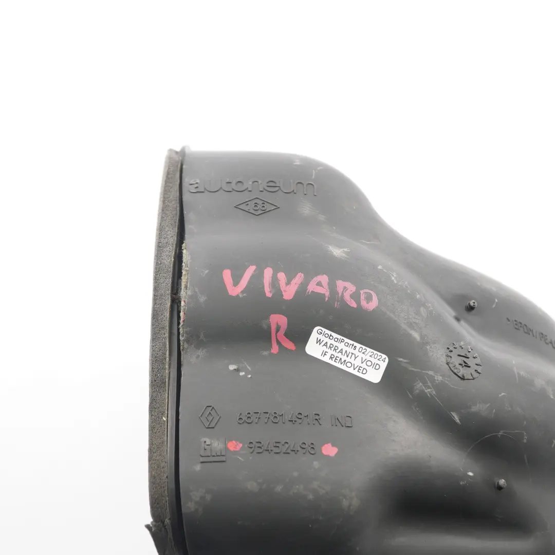 Conducto de aire Opel Vivaro B Calentador Soplador Cabina Ventilación derecha para con número de pieza 93452498 Conducto de aire Opel Vivaro B Calentador Soplador Cabina Ventilación derecha - SKU 93452498 - Número de pieza 93452498