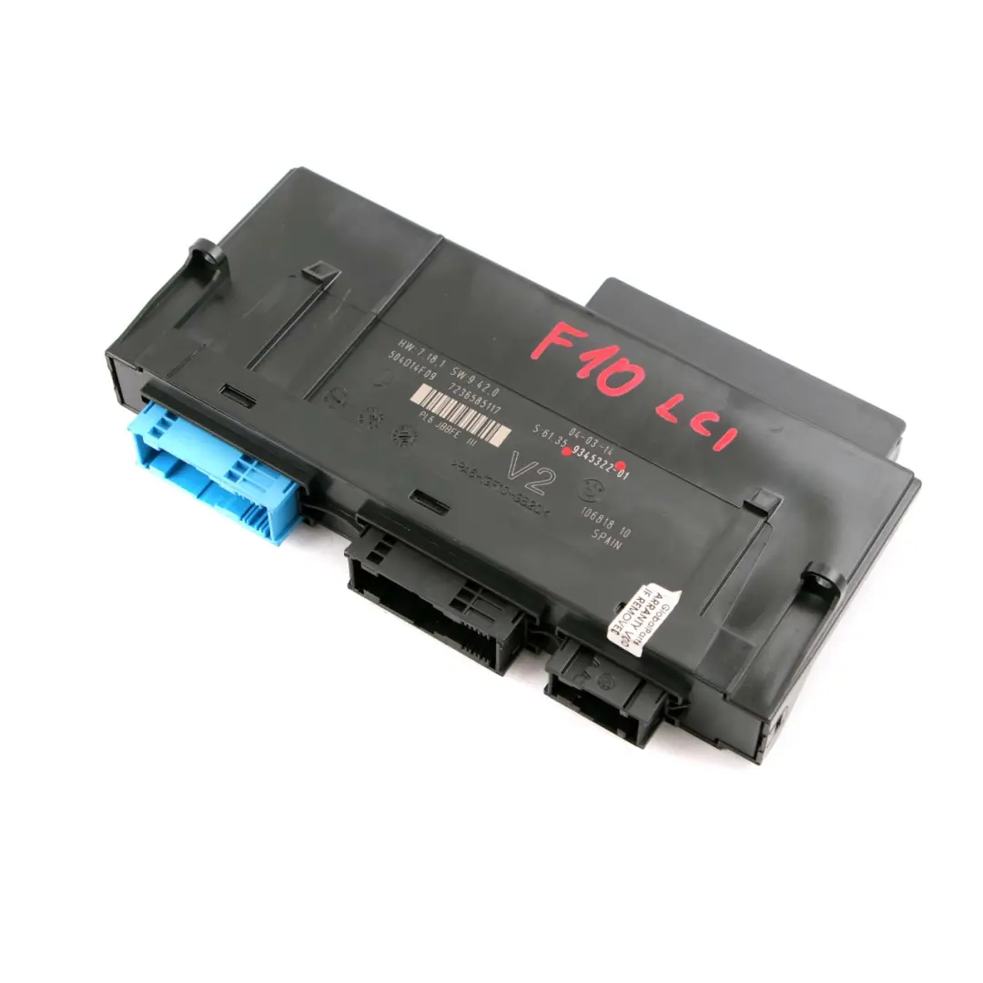 ECU Modulo controllo corpo V2 Scatola di giunzione PL6 JBBFE III per BMW 5 F10 LCI con numero di parte 9345322 BMW 5 F10 LCI ECU Modulo controllo corpo V2 Scatola di giunzione PL6 JBBFE III - SKU 9345322 - Numero di parte 9345322