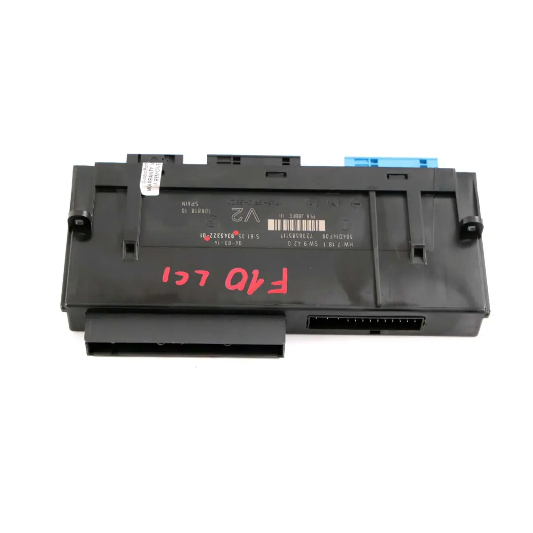 ECU Módulo Control del Cuerpo V2 Caja de Conexiones PL6 JBBFE III para BMW 5 F10 LCI con número de pieza 9345322 BMW 5 F10 LCI ECU Módulo Control del Cuerpo V2 Caja de Conexiones PL6 JBBFE III - SKU 9345322 - Número de pieza 9345322