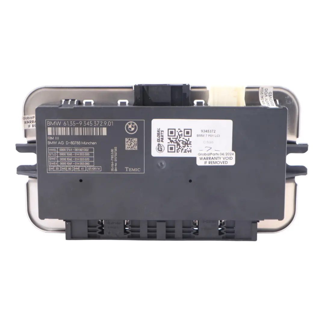 Light Control BMW F01 F02 F07 LCE Footwell Module Control Unit Headlight to with Part number 9345372 Light Control BMW F01 F02 F07 LCE Footwell Module Control Unit Headlight - SKU 9345372 - Part number 9345372