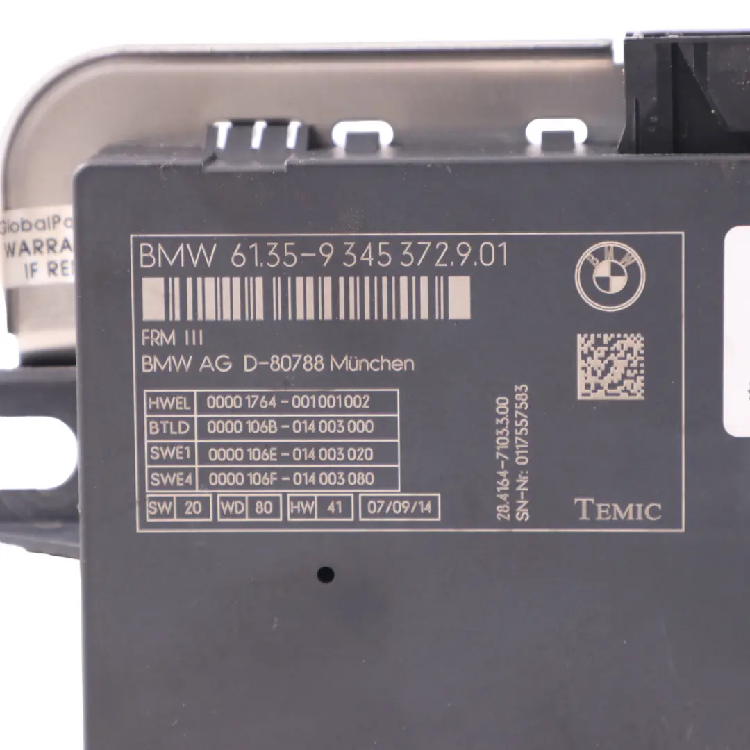 Light Control BMW F01 F02 F07 LCE Footwell Module Control Unit Headlight to with Part number 9345372 Light Control BMW F01 F02 F07 LCE Footwell Module Control Unit Headlight - SKU 9345372 - Part number 9345372