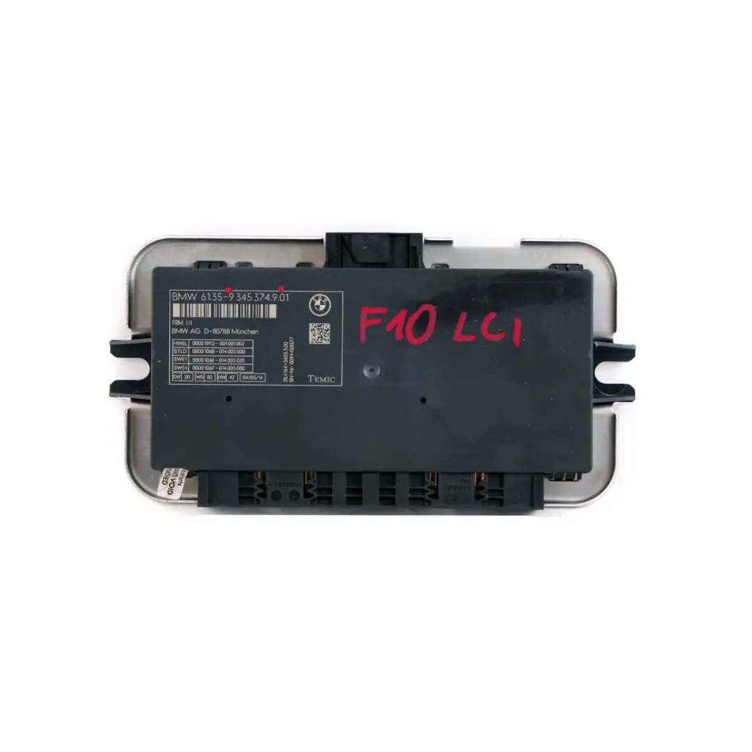 Light Control Footwell Module ECU Unit FRM3 to BMW F10 LCI with Part number 9345374 BMW F10 LCI Light Control Footwell Module ECU Unit FRM3 - SKU 9345374 - Part number 9345374