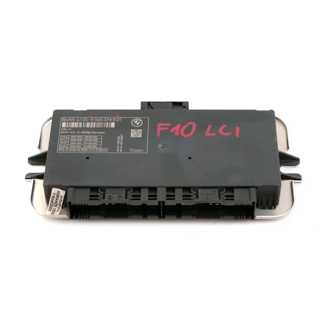 Módulo De Control Luces De Los Pies Unidad ECU FRM3 para BMW F10 LCI con número de pieza 9345374 BMW F10 LCI Módulo De Control Luces De Los Pies Unidad ECU FRM3 - SKU 9345374 - Número de pieza 9345374