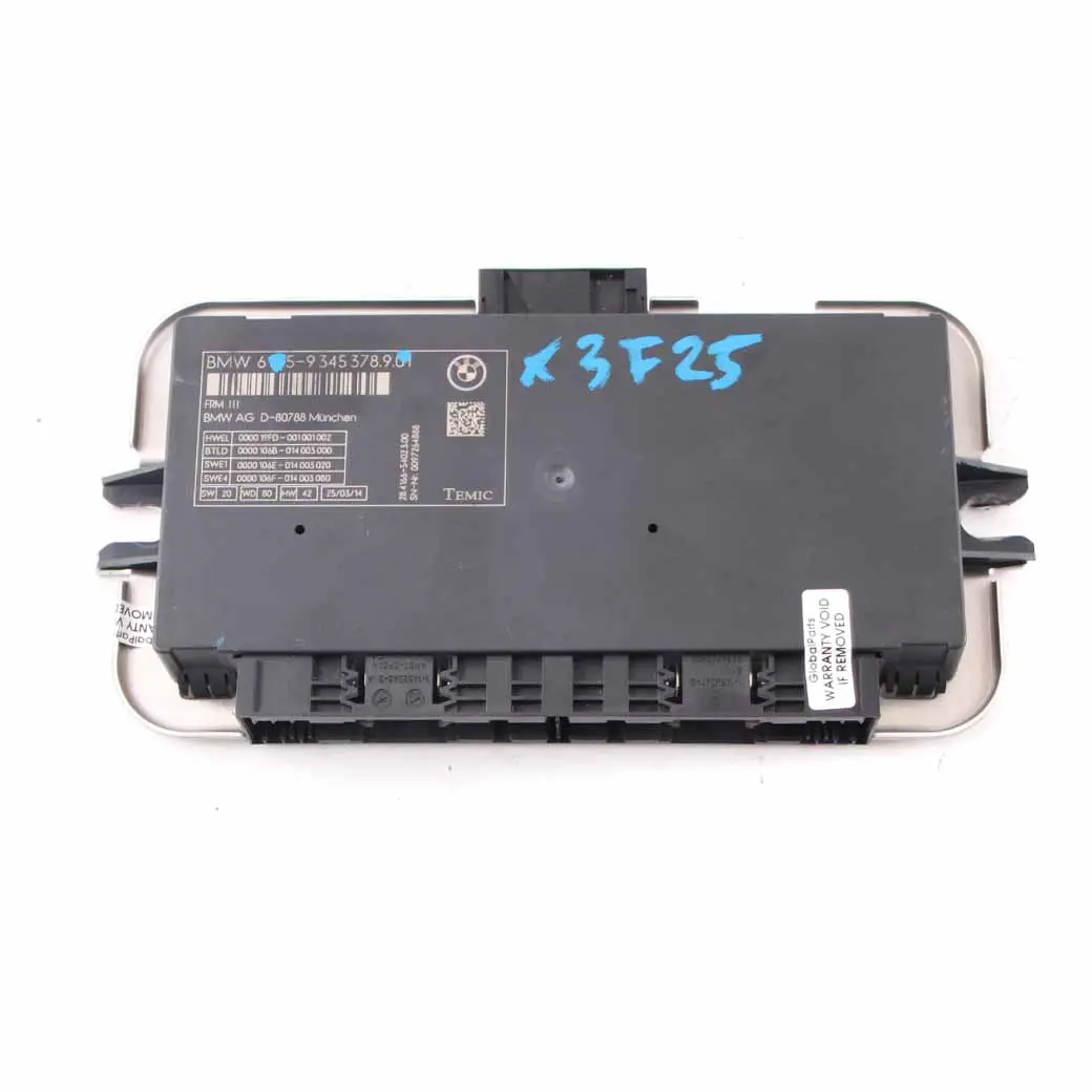 Light Module Control Footwell Lightning ECU Unit FRM3 to BMW X3 F25 with Part number 9345378 BMW X3 F25 Light Module Control Footwell Lightning ECU Unit FRM3 - SKU 9345378 - Part number 9345378