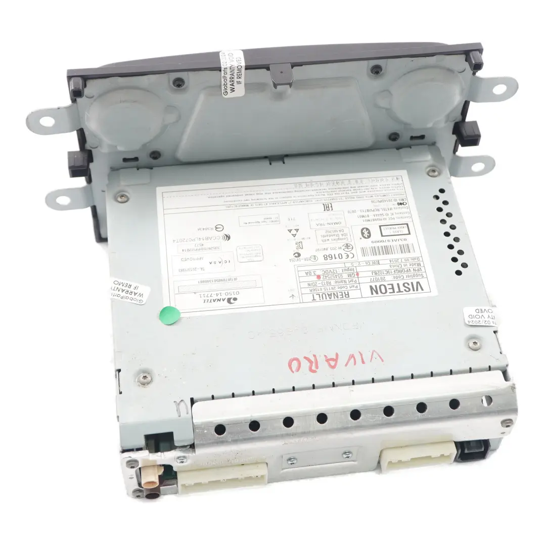 Radio Player Renault Trafic III Vauxhall Vivaro B Audio Head Unit to with Part number 93457542 Radio Player Renault Trafic III Vauxhall Vivaro B Audio Head Unit - SKU 93457542 - Part number 93457542