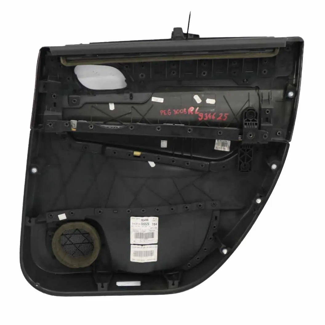 Peugeot 3008 Scheda Porta Posteriore Sinistra Coperchio rivestimento Panno Nero - SKU 934625 - Numero di parte 934625