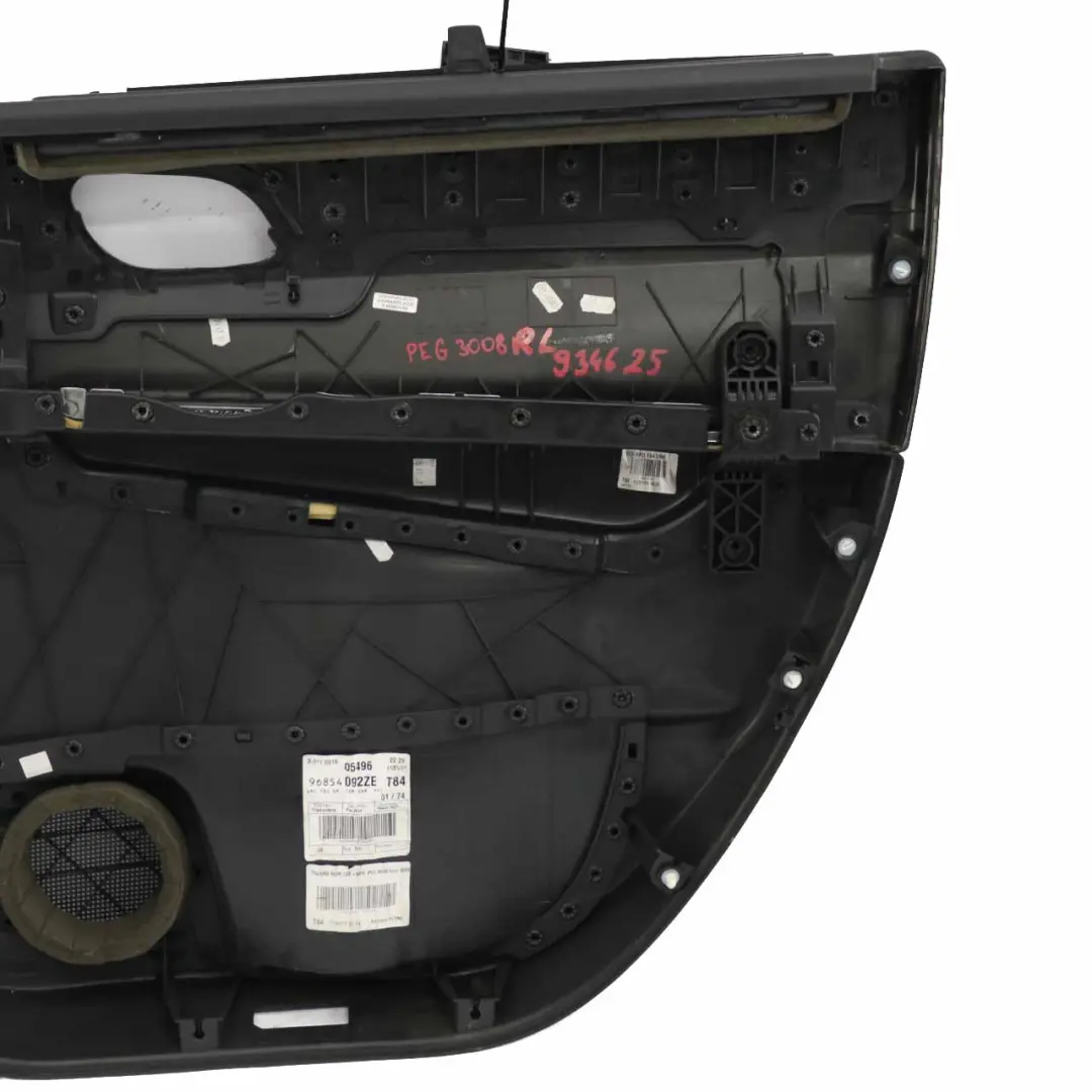 Peugeot 3008 Scheda Porta Posteriore Sinistra Coperchio rivestimento Panno Nero - SKU 934625 - Numero di parte 934625