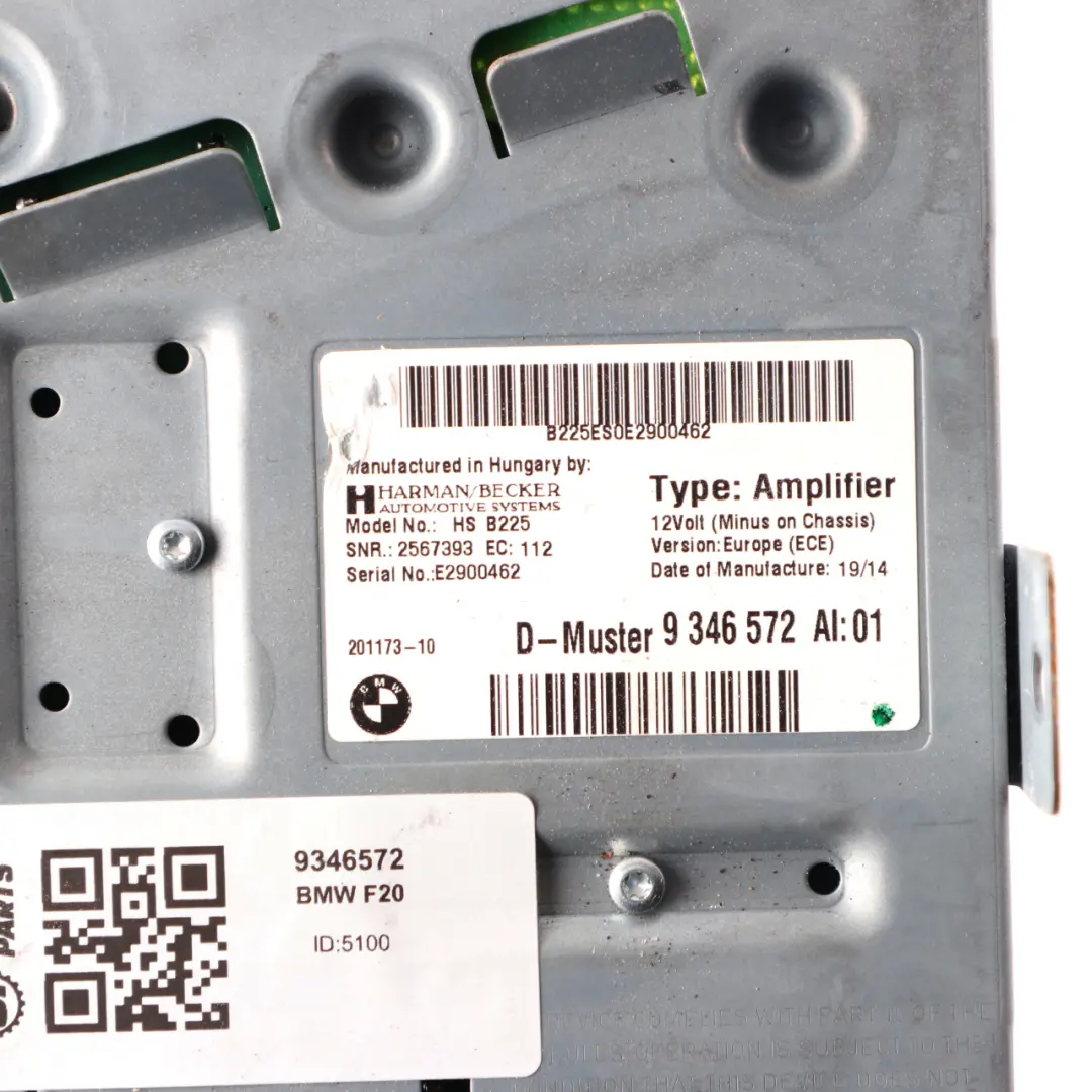 Audio Amplifier BMW F20 F21 LCI Mini F56 Top Hifi Harman Kardon Unit to with Part number 9346572 Audio Amplifier BMW F20 F21 LCI Mini F56 Top Hifi Harman Kardon Unit - SKU 9346572 - Part number 9346572