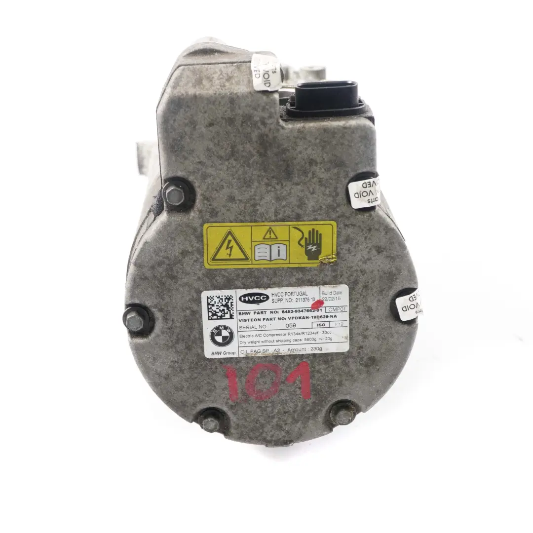 Clima Compressor BMW i3 I01 Electric Hybrid A/C Electrical Air Conditioning Con to with Part number 9347662 Clima Compressor BMW i3 I01 Electric Hybrid A/C Electrical Air Conditioning Con - SKU 9347662 - Part number 9347662